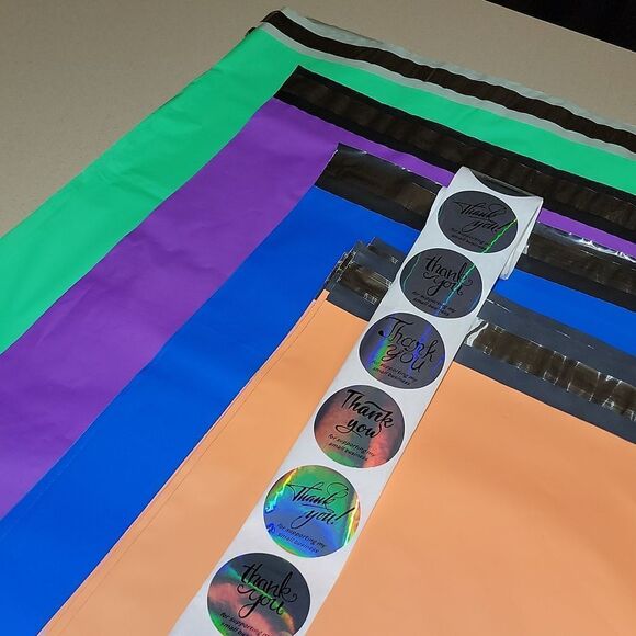 Poly Mailers XLARGE 50 piece Starter Pack w/Stickers - Picture 2 of 16